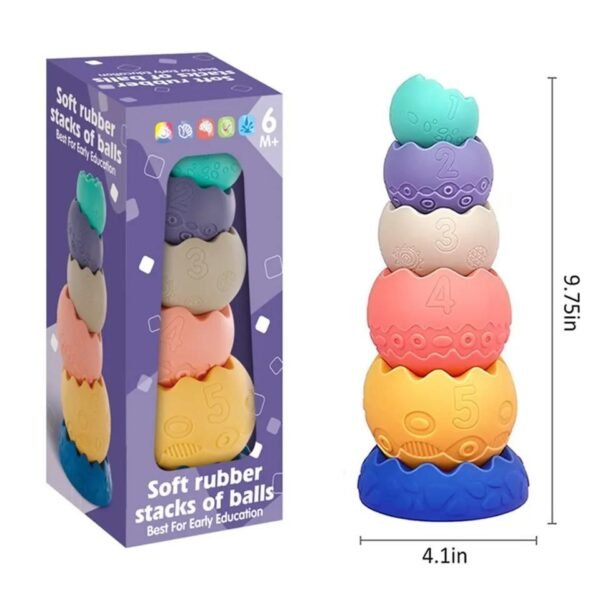 Pops and Paws Educational Soft Rubber Stacking Balls - Image 2