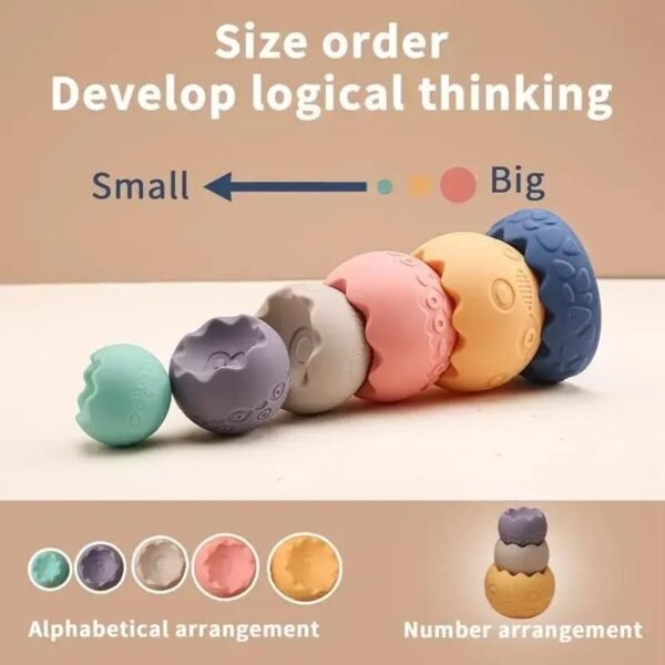 Pops and Paws Educational Soft Rubber Stacking Balls - Image 3